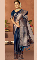 Divine Purple Color Satin Silk Saree