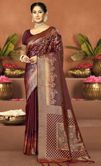 Divine Purple Color Satin Silk Saree