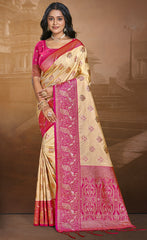 Silk Beige Leela Silk Saree