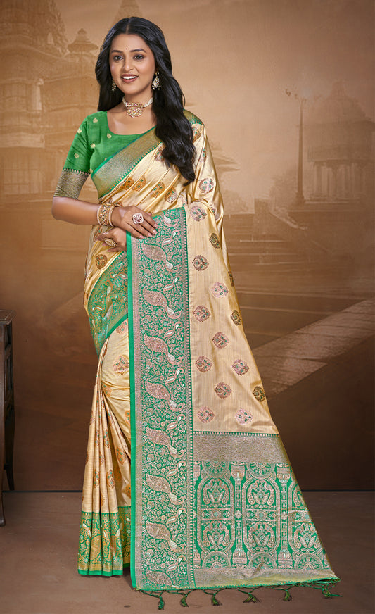 Silk Beige Leela Silk Saree