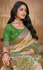 Silk Beige Leela Silk Saree
