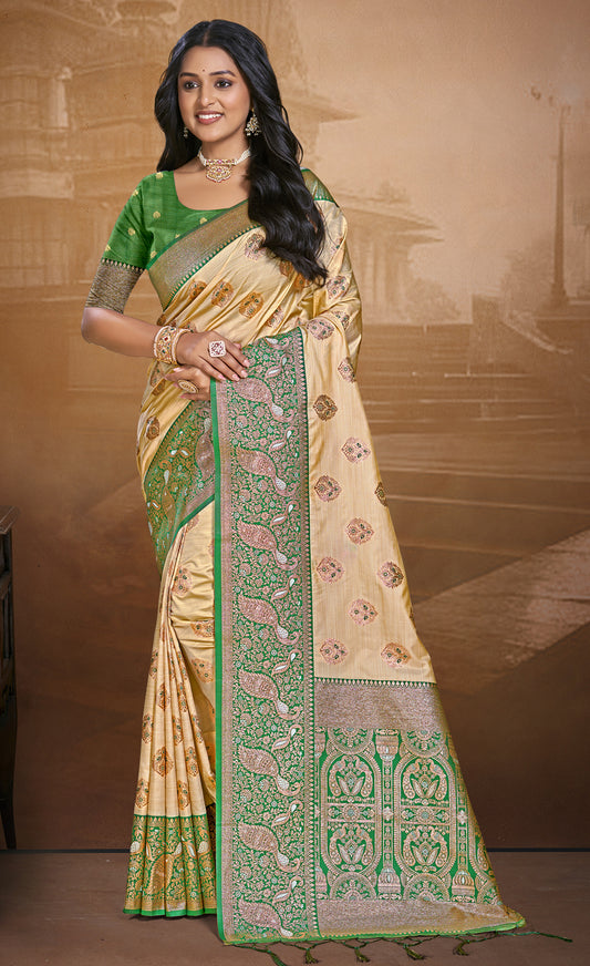 Silk Beige Leela Silk Saree