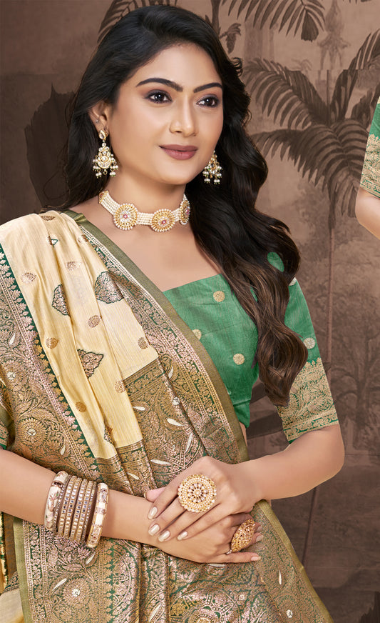 Silk Beige Leela Silk Saree