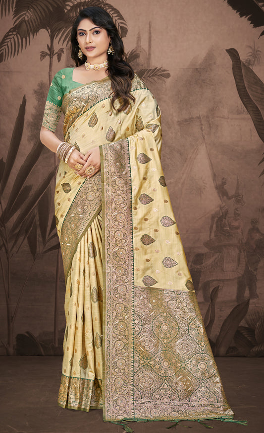 Silk Beige Leela Silk Saree