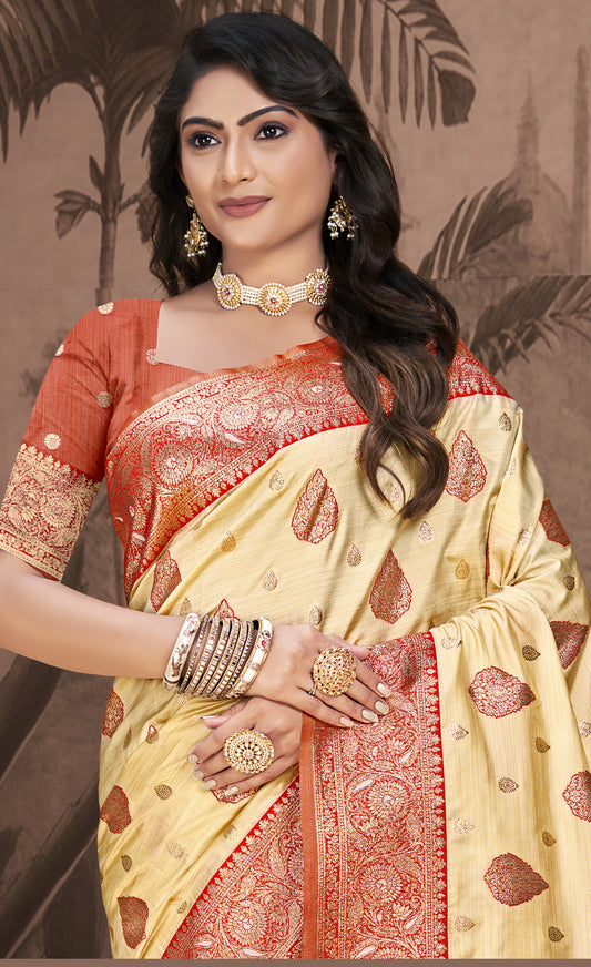 Silk Beige Leela Silk Saree