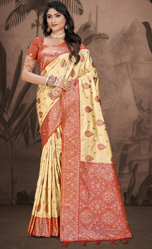 Silk Beige Leela Silk Saree