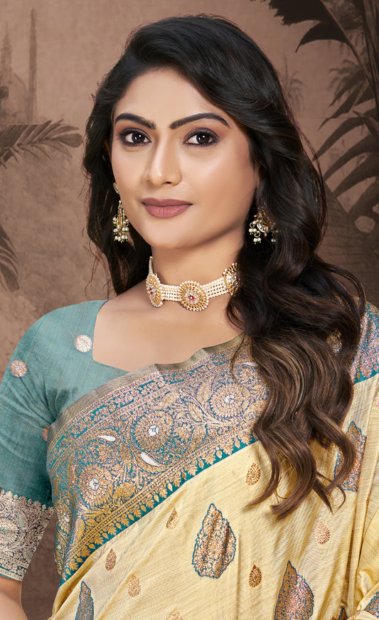 Silk Beige Leela Silk Saree