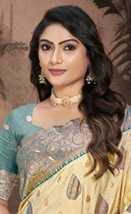 Silk Beige Leela Silk Saree