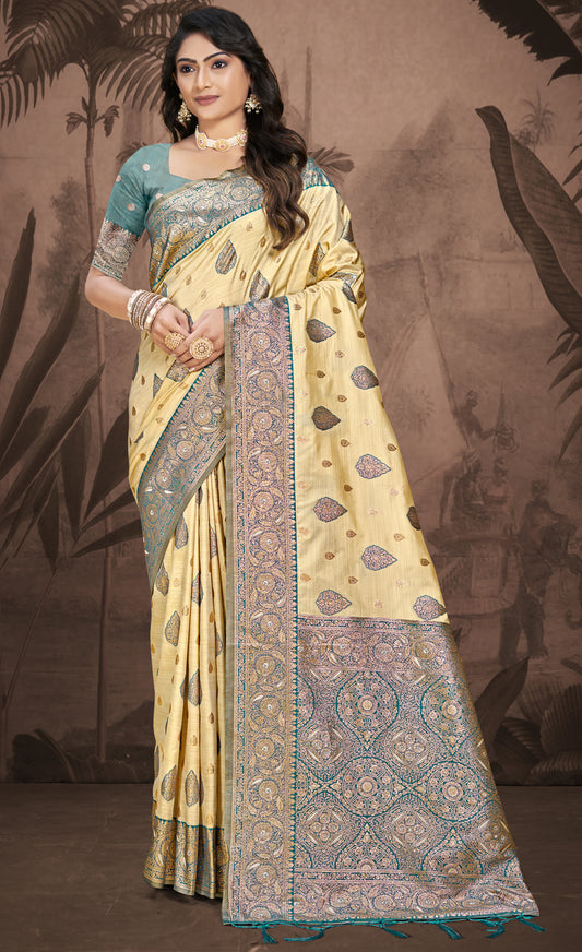 Silk Beige Leela Silk Saree