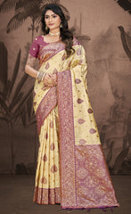 Silk Beige Leela Silk Saree