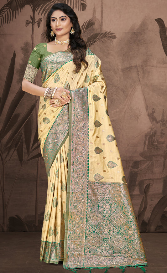 Silk Beige Leela Silk Saree