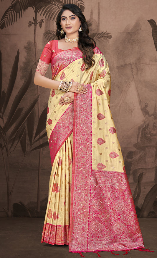 Silk Beige Leela Silk Saree