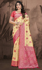 Silk Beige Leela Silk Saree