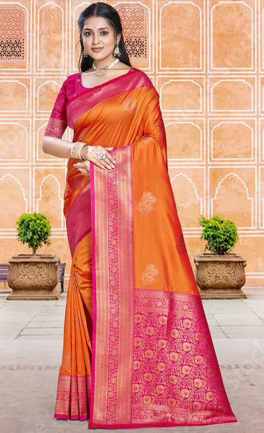 Silk Orange Madhuram Silk Saree