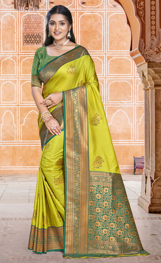 Silk Parrot Green Madhuram Silk Saree