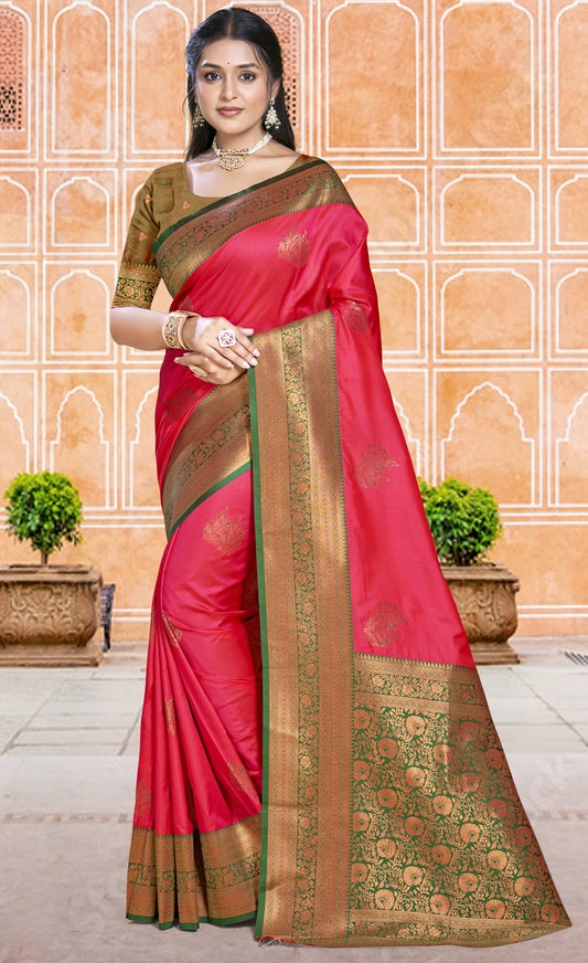 Silk Dark Pink Madhuram Silk Saree