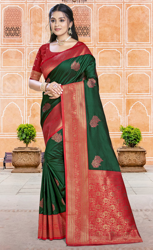 Silk Dark Green Madhuram Silk Saree