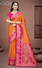 Majesty Orange Color Soft Silk Saree