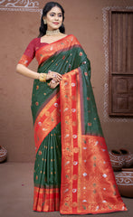 Majesty Orange Color Soft Silk Saree