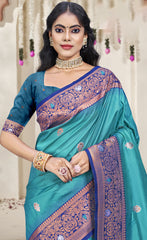 Ideal Sky Blue Color Soft Silk Saree