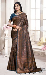 Blue Silk Woven Work Traditional Saree