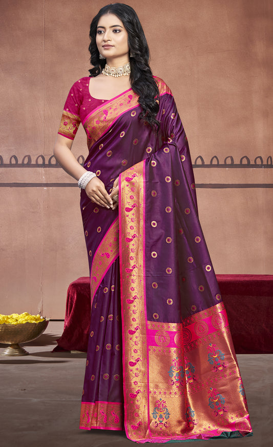 Mesmerizing Wine Color Soft Silk Saree