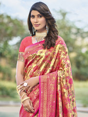 Sangam - Pink Silk Woven Work Traditional Saree