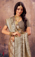 Fantastic Grey Color South Silk Saree