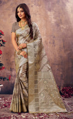 Fantastic Grey Color South Silk Saree