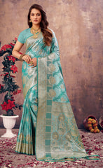 Fantastic Grey Color South Silk Saree