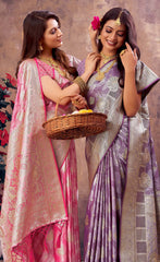 Fantastic Grey Color South Silk Saree