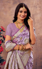 Fantastic Grey Color South Silk Saree