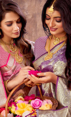 Fantastic Grey Color South Silk Saree