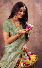Fantastic Grey Color South Silk Saree