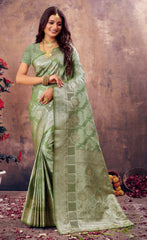 Fantastic Grey Color South Silk Saree