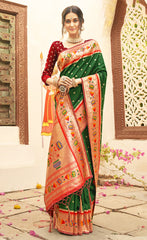 Traditional Navy Blue Color Paithani Silk Saree