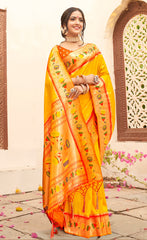 Traditional Navy Blue Color Paithani Silk Saree