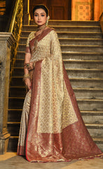 Festive Off White Color Banarasi Silk Saree
