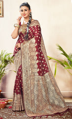 Splendid Purple Color Banarasi Silk Saree