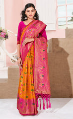 Pleasing Pink Color Kanjivaram Silk Saree