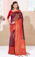 Pleasing Pink Color Kanjivaram Silk Saree