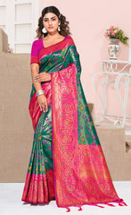 Pleasing Pink Color Kanjivaram Silk Saree