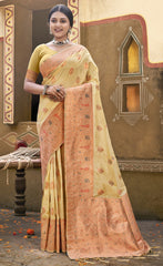 Deep Light Green Color Cotton Silk Saree