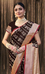 Exceptional Brown Color Satin Silk Saree