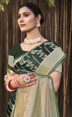 Exceptional Brown Color Satin Silk Saree