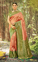 Trendy Cream Color Banarasi Silk Saree