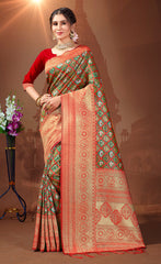 Stunning Multi Color Color Patola Silk Saree