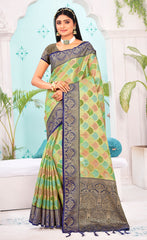 Stunning Peach Color Organza Saree