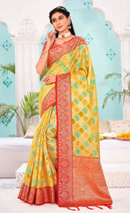 Stunning Peach Color Organza Saree