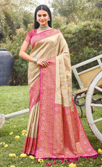 Excellent Sea Green Color Banarasi Silk Saree